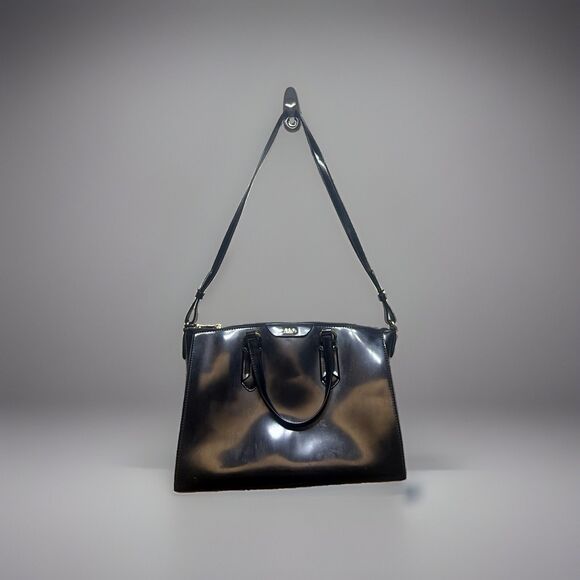 Lauren Ralph Lauren Handbags - Lauren Ralph Lauren RLL Vintage Black Patent Faux Leather Satchel Tote Bag